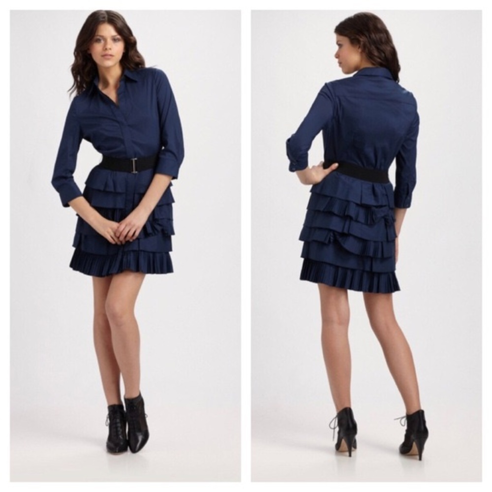 BCBGMaxAzria pleated ruffle Shirt Dress